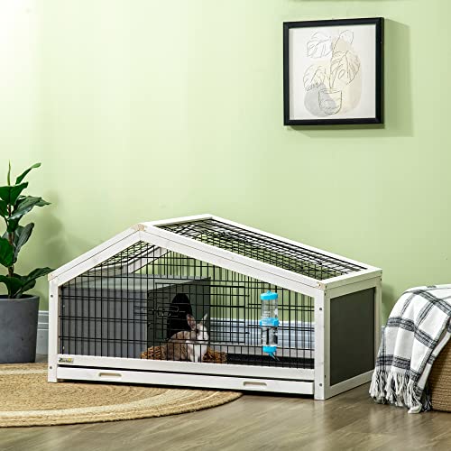 PawHut Clapier Cage à Lapin – Cage à Lapin intérieur Niche, Plateau déjection, Porte et Toit ouvrant verrouillables, Abreuvoir – Acier Noir Sapin Gris Blanc 2 PawHut Clapier Cage à Lapin – Cage à Lapin intérieur Niche, Plateau déjection, Porte et Toit ouvrant verrouillables, Abreuvoir – Acier Noir Sapin Gris Blanc pas cher