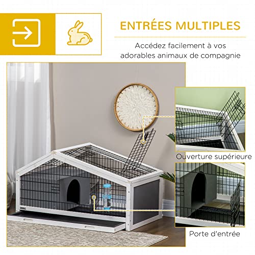 PawHut Clapier Cage à Lapin – Cage à Lapin intérieur Niche, Plateau déjection, Porte et Toit ouvrant verrouillables, Abreuvoir – Acier Noir Sapin Gris Blanc 4 PawHut Clapier Cage à Lapin – Cage à Lapin intérieur Niche, Plateau déjection, Porte et Toit ouvrant verrouillables, Abreuvoir – Acier Noir Sapin Gris Blanc pas cher