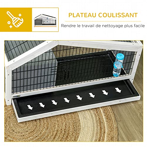 PawHut Clapier Cage à Lapin – Cage à Lapin intérieur Niche, Plateau déjection, Porte et Toit ouvrant verrouillables, Abreuvoir – Acier Noir Sapin Gris Blanc 5 PawHut Clapier Cage à Lapin – Cage à Lapin intérieur Niche, Plateau déjection, Porte et Toit ouvrant verrouillables, Abreuvoir – Acier Noir Sapin Gris Blanc pas cher