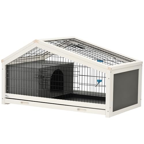 PawHut Clapier Cage à Lapin – Cage à Lapin intérieur Niche, Plateau déjection, Porte et Toit ouvrant verrouillables, Abreuvoir – Acier Noir Sapin Gris Blanc PawHut Clapier Cage à Lapin – Cage à Lapin intérieur Niche, Plateau déjection, Porte et Toit ouvrant verrouillables, Abreuvoir – Acier Noir Sapin Gris Blanc pas cher
