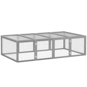 PawHut Clapier Cage à Lapins extérieur intérieur 2 Portes supérieures 181L x 100l x 48H cm Bois Massif Gris PawHut Clapier Cage à Lapins extérieur intérieur 2 Portes supérieures 181L x 100l x 48H cm Bois Massif Gris pas cher