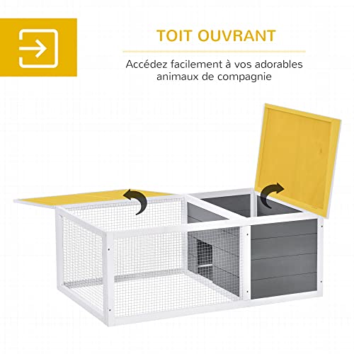 PawHut Clapier Cage à Lapins imperméable Grand Espace en Bois Massif Gris 115x66x47,5 cm 4 PawHut Clapier Cage à Lapins imperméable Grand Espace en Bois Massif Gris 115x66x47,5 cm pas cher