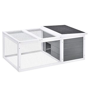 PawHut Clapier Cage à Lapins imperméable Grand Espace en Bois Massif Gris 115x66x47,5 cm PawHut Clapier Cage à Lapins imperméable Grand Espace en Bois Massif Gris 115x66x47,5 cm pas cher