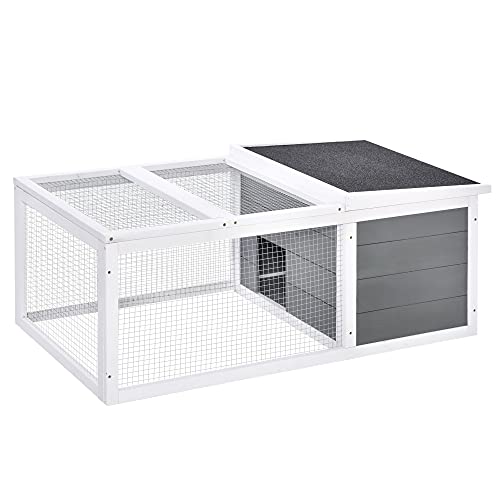 PawHut Clapier Cage à Lapins imperméable Grand Espace en Bois Massif Gris 115x66x47,5 cm PawHut Clapier Cage à Lapins imperméable Grand Espace en Bois Massif Gris 115x66x47,5 cm pas cher