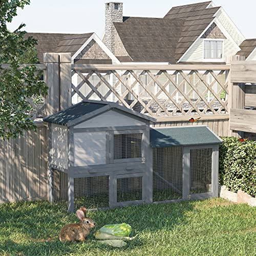 PawHut Clapier Cage à Lapins rongeurs 2 Niveaux clapier Lapin Nain avec 3 Portes verrouillables tiroir à déjection Toit intégral bitumé 147L x 54l x 84H cm Bois Massif pin Gris 2 PawHut Clapier Cage à Lapins rongeurs 2 Niveaux clapier Lapin Nain avec 3 Portes verrouillables tiroir à déjection Toit intégral bitumé 147L x 54l x 84H cm Bois Massif pin Gris pas cher