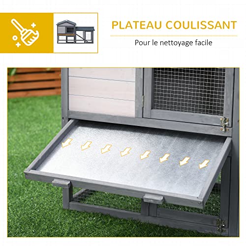 PawHut Clapier Cage à Lapins rongeurs 2 Niveaux clapier Lapin Nain avec 3 Portes verrouillables tiroir à déjection Toit intégral bitumé 147L x 54l x 84H cm Bois Massif pin Gris 5 PawHut Clapier Cage à Lapins rongeurs 2 Niveaux clapier Lapin Nain avec 3 Portes verrouillables tiroir à déjection Toit intégral bitumé 147L x 54l x 84H cm Bois Massif pin Gris pas cher