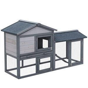 PawHut Clapier Cage à Lapins rongeurs 2 Niveaux clapier Lapin Nain avec 3 Portes verrouillables tiroir à déjection Toit intégral bitumé 147L x 54l x 84H cm Bois Massif pin Gris PawHut Clapier Cage à Lapins rongeurs 2 Niveaux clapier Lapin Nain avec 3 Portes verrouillables tiroir à déjection Toit intégral bitumé 147L x 54l x 84H cm Bois Massif pin Gris pas cher