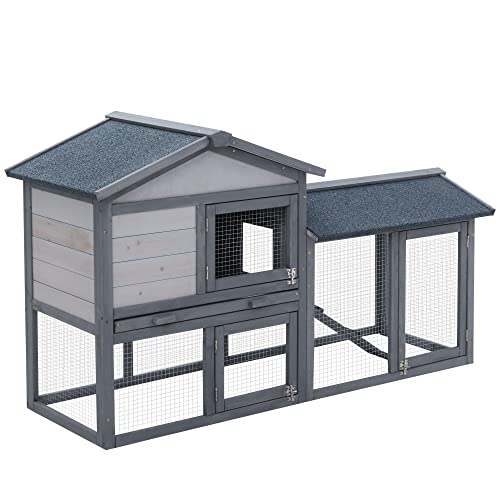 PawHut Clapier Cage à Lapins rongeurs 2 Niveaux clapier Lapin Nain avec 3 Portes verrouillables tiroir à déjection Toit intégral bitumé 147L x 54l x 84H cm Bois Massif pin Gris PawHut Clapier Cage à Lapins rongeurs 2 Niveaux clapier Lapin Nain avec 3 Portes verrouillables tiroir à déjection Toit intégral bitumé 147L x 54l x 84H cm Bois Massif pin Gris pas cher