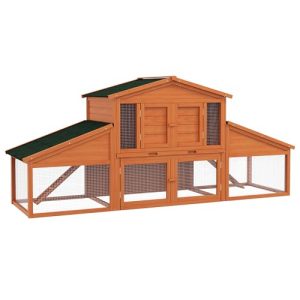 PawHut Clapier Cage à Lapins rongeurs XXL 2 étages 2 enclos tiroir déjection 2,25L x 0,70l x 1H m Bois Massif pin PawHut Clapier Cage à Lapins rongeurs XXL 2 étages 2 enclos tiroir déjection 2,25L x 0,70l x 1H m Bois Massif pin pas cher