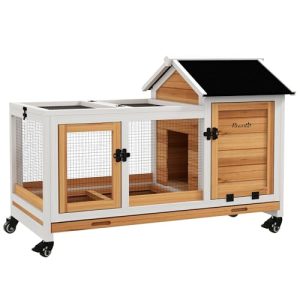 PawHut Clapier Cage à Lapins rongeurs sur roulettes 2 Portes verrouillables tiroir à déjection – dim. 108L x 58l x 73,5H cm – Bois Jaune PawHut Clapier Cage à Lapins rongeurs sur roulettes 2 Portes verrouillables tiroir à déjection – dim. 108L x 58l x 73,5H cm – Bois Jaune pas cher