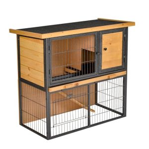 PawHut Clapier à Lapin Cage à Lapin 2 Niveaux 3 Portes verrouillables Rampe Toit ouvrant bitûmé métal époxy pin pré-huilé PawHut Clapier à Lapin Cage à Lapin 2 Niveaux 3 Portes verrouillables Rampe Toit ouvrant bitûmé métal époxy pin pré-huilé pas cher