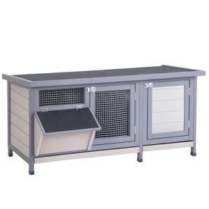 PawHut Clapier sur Pied Cage à Lapin avec Toit bitumé ouvrant 2 Portes verrouillables 2 tiroirs à déjection coulissants mangeoire Bois de Sapin traité dim. 112L x 50l x 54H cm Gris et Noir PawHut Clapier sur Pied Cage à Lapin avec Toit bitumé ouvrant 2 Portes verrouillables 2 tiroirs à déjection coulissants mangeoire Bois de Sapin traité dim. 112L x 50l x 54H cm Gris et Noir pas cher