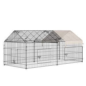 PawHut Clôture pour Petits Animaux Cage pour Animaux domestiques Cadre en métal galvanisé 4 piquets de Sol Inclus 220 x 103 x 103 cm Noir et Beige PawHut Clôture pour Petits Animaux Cage pour Animaux domestiques Cadre en métal galvanisé 4 piquets de Sol Inclus 220 x 103 x 103 cm Noir et Beige pas cher