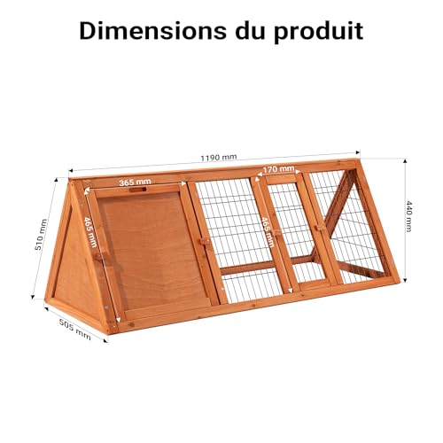 Wiltec Clapier Triangulaire – 1180 x 500 x 450 mm – Bois épicéa – avec 2 Portes, Enclos et Refuge – Abri Cage pour rongeurs Lapinière Nichoir Espace Libre pour Petits Animaux 3 Wiltec Clapier Triangulaire – 1180 x 500 x 450 mm – Bois épicéa – avec 2 Portes, Enclos et Refuge – Abri Cage pour rongeurs Lapinière Nichoir Espace Libre pour Petits Animaux pas cher