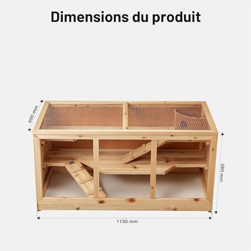 Wiltec Clapier XXL – 115 x 60 x 58 cm – 2 étages – Bois Sapin – avec Esaclier, Couvercle Rabattable et façade vitrée – Cage pour rongeurs Hamsters Souris Rats Lapinière Nichoir 3 Wiltec Clapier XXL – 115 x 60 x 58 cm – 2 étages – Bois Sapin – avec Esaclier, Couvercle Rabattable et façade vitrée – Cage pour rongeurs Hamsters Souris Rats Lapinière Nichoir pas cher