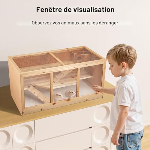 Wiltec Clapier XXL – 115 x 60 x 58 cm – 2 étages – Bois Sapin – avec Esaclier, Couvercle Rabattable et façade vitrée – Cage pour rongeurs Hamsters Souris Rats Lapinière Nichoir 5 Wiltec Clapier XXL – 115 x 60 x 58 cm – 2 étages – Bois Sapin – avec Esaclier, Couvercle Rabattable et façade vitrée – Cage pour rongeurs Hamsters Souris Rats Lapinière Nichoir pas cher