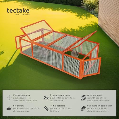 tectake® Clapier Lapin Exterieur Cage Cochon d’Inde Cage Lapin & Autres rongeurs 181 x 90 x 48 cm en Bois imperméable avec Parc XXL Sol sans Fond 2 Portes verrouillables & Toit ouvrant 2 tectake® Clapier Lapin Exterieur Cage Cochon d’Inde Cage Lapin & Autres rongeurs 181 x 90 x 48 cm en Bois imperméable avec Parc XXL Sol sans Fond 2 Portes verrouillables & Toit ouvrant pas cher