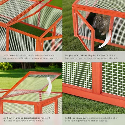 tectake® Clapier Lapin Exterieur Cage Cochon d’Inde Cage Lapin & Autres rongeurs 181 x 90 x 48 cm en Bois imperméable avec Parc XXL Sol sans Fond 2 Portes verrouillables & Toit ouvrant 4 tectake® Clapier Lapin Exterieur Cage Cochon d’Inde Cage Lapin & Autres rongeurs 181 x 90 x 48 cm en Bois imperméable avec Parc XXL Sol sans Fond 2 Portes verrouillables & Toit ouvrant pas cher