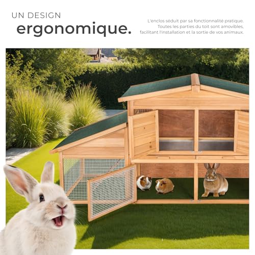 tectake® Clapier Lapin Exterieur Cage Lapin & Autres rongeurs Poulailler pour Poules en Bois imperméable avec Parc XXL au Sol sans Fond et 2 Tiroirs à déjection, 4 Portes verrouillables 3 tectake® Clapier Lapin Exterieur Cage Lapin & Autres rongeurs Poulailler pour Poules en Bois imperméable avec Parc XXL au Sol sans Fond et 2 Tiroirs à déjection, 4 Portes verrouillables pas cher