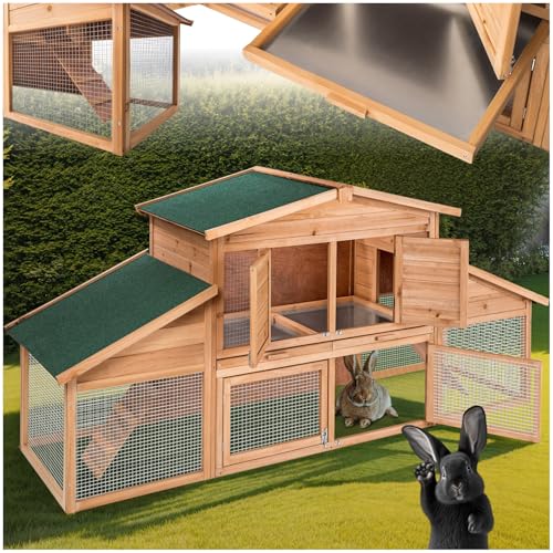 tectake® Clapier Lapin Exterieur Cage Lapin & Autres rongeurs Poulailler pour Poules en Bois imperméable avec Parc XXL au Sol sans Fond et 2 Tiroirs à déjection, 4 Portes verrouillables tectake® Clapier Lapin Exterieur Cage Lapin & Autres rongeurs Poulailler pour Poules en Bois imperméable avec Parc XXL au Sol sans Fond et 2 Tiroirs à déjection, 4 Portes verrouillables pas cher